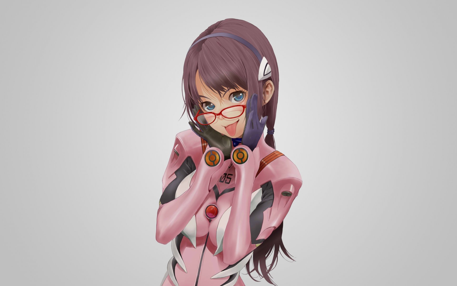 art fille makinami marie illusoire regard sourire taquine lunettes evangelion