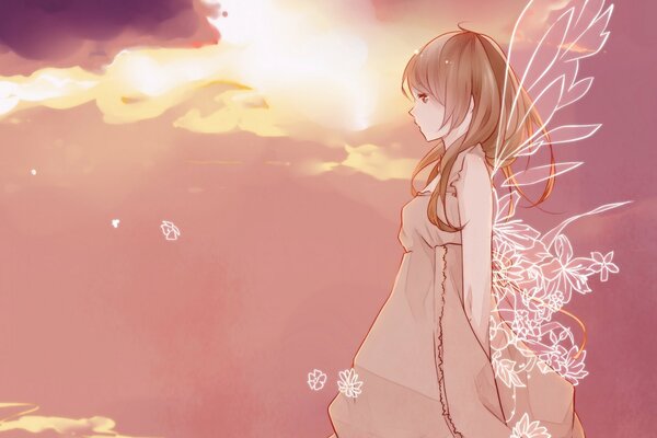 Рлмантичная девушка с крыльями ангела