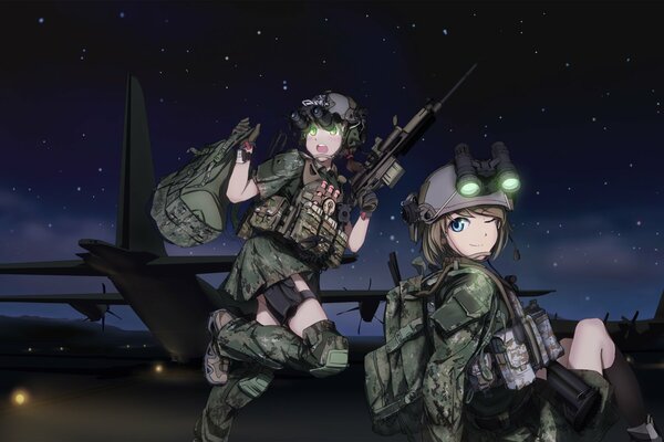 Anime zwei Mädchen Soldaten