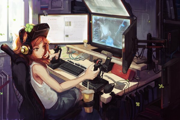 Dziewczyna przy komputerze, anime