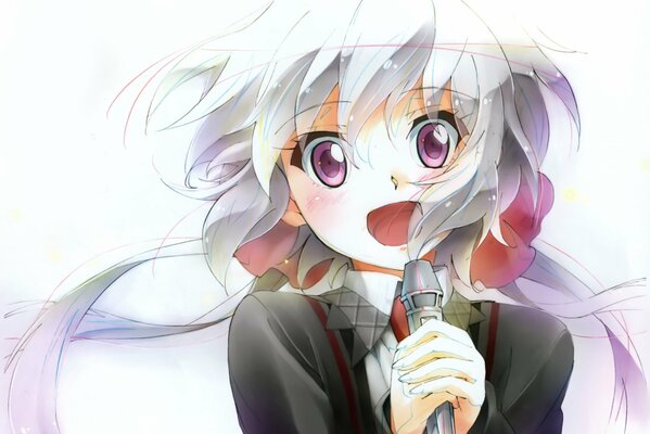 Anime girl with a microphone in her hands