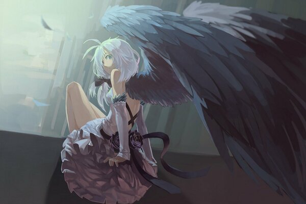 Art with anime angel girl