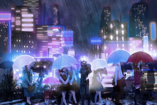 Art personnes sous les parapluies de l anime Tokyo Ghoul