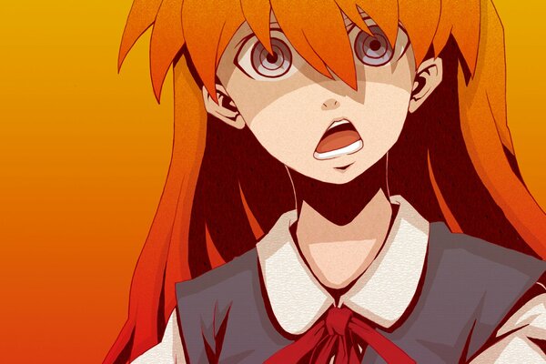 Surprised red-haired girl from anime