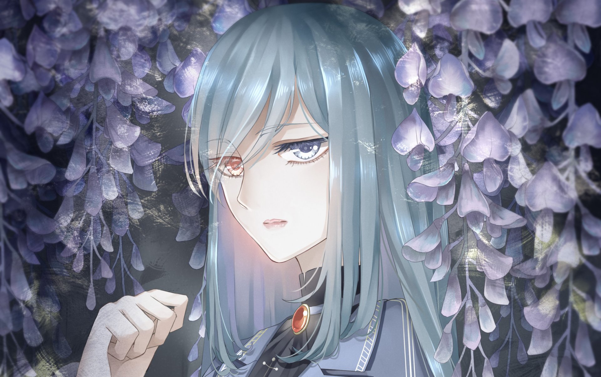 girl heterochromia different eyes wisteria glycine flower