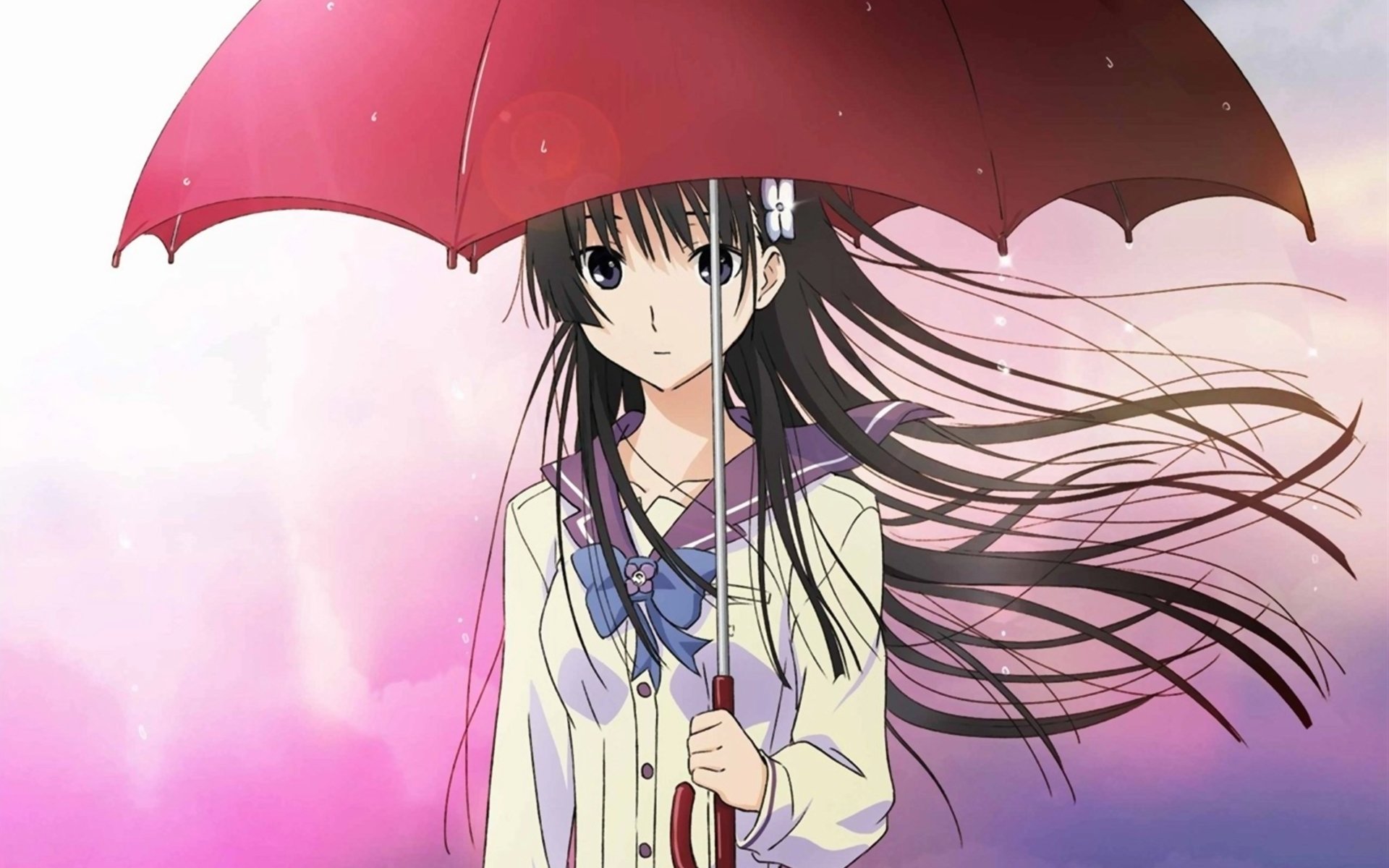 art anime sankarea sanka rea sanka rea dziewczyna parasol krople kwiat