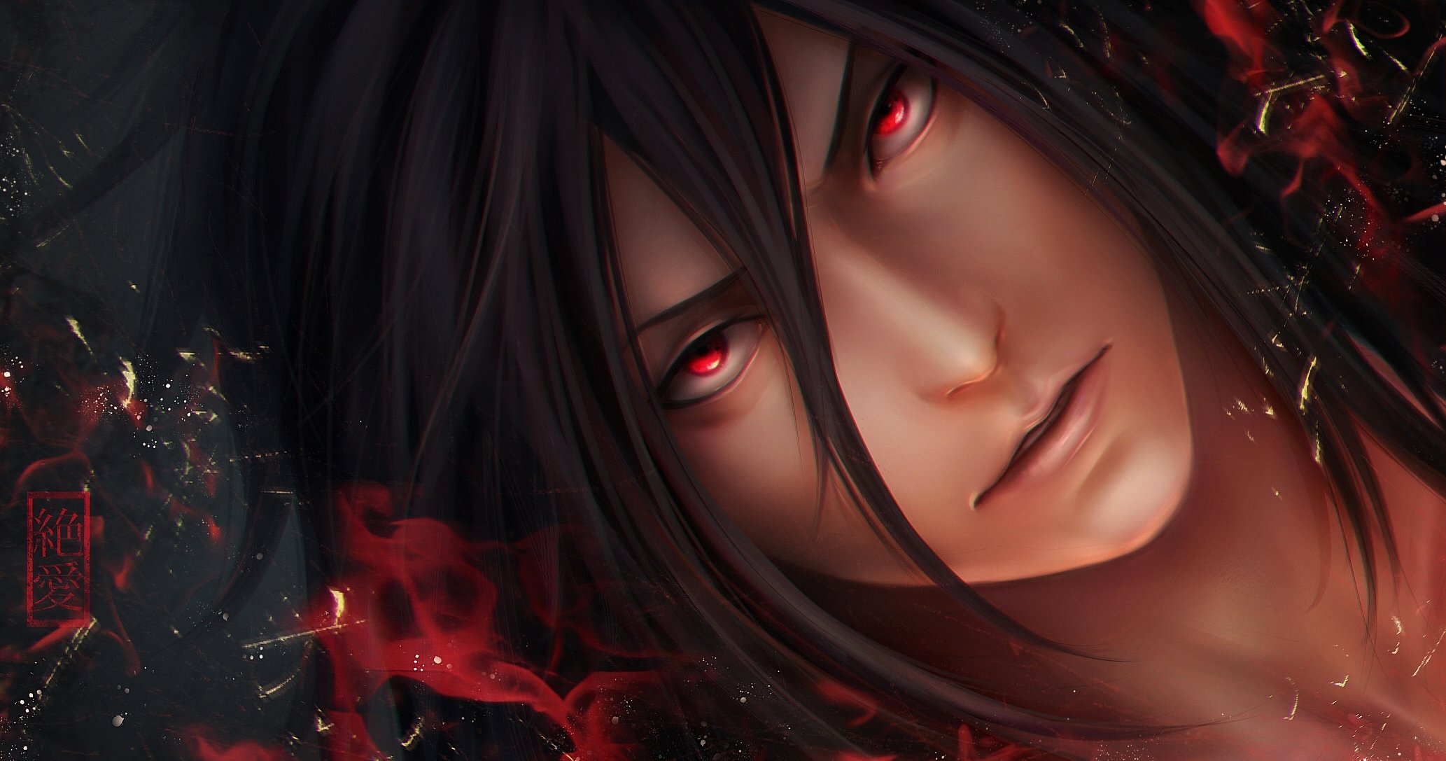 art zetsuai89 guy uchiha madara view anger sharingan magic fire naruto