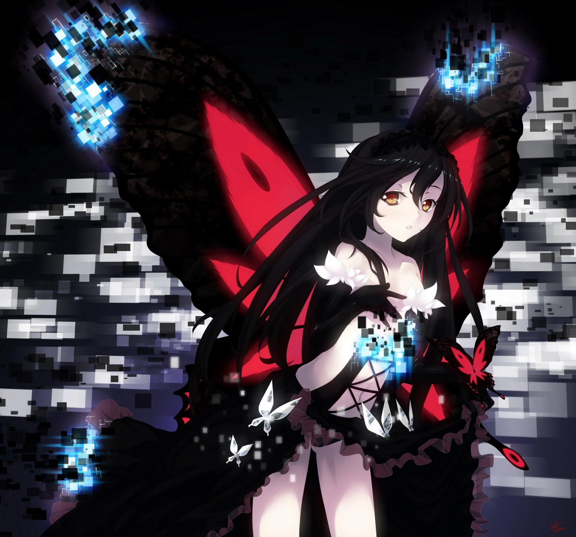 art albreo accel world kuroyukihime girl wings butterfly anime