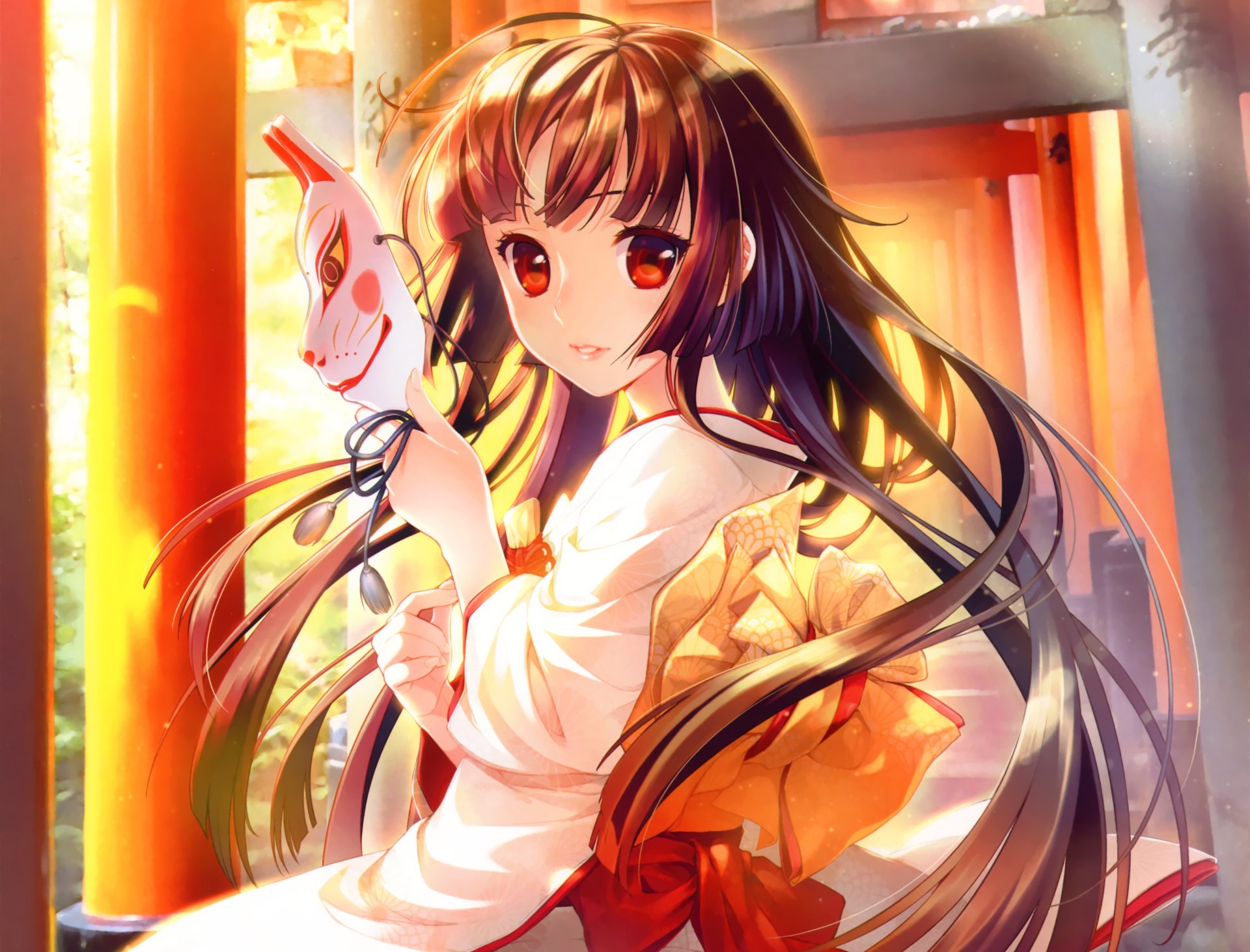 arte shirahane nao chica kimono máscara arco sol anime