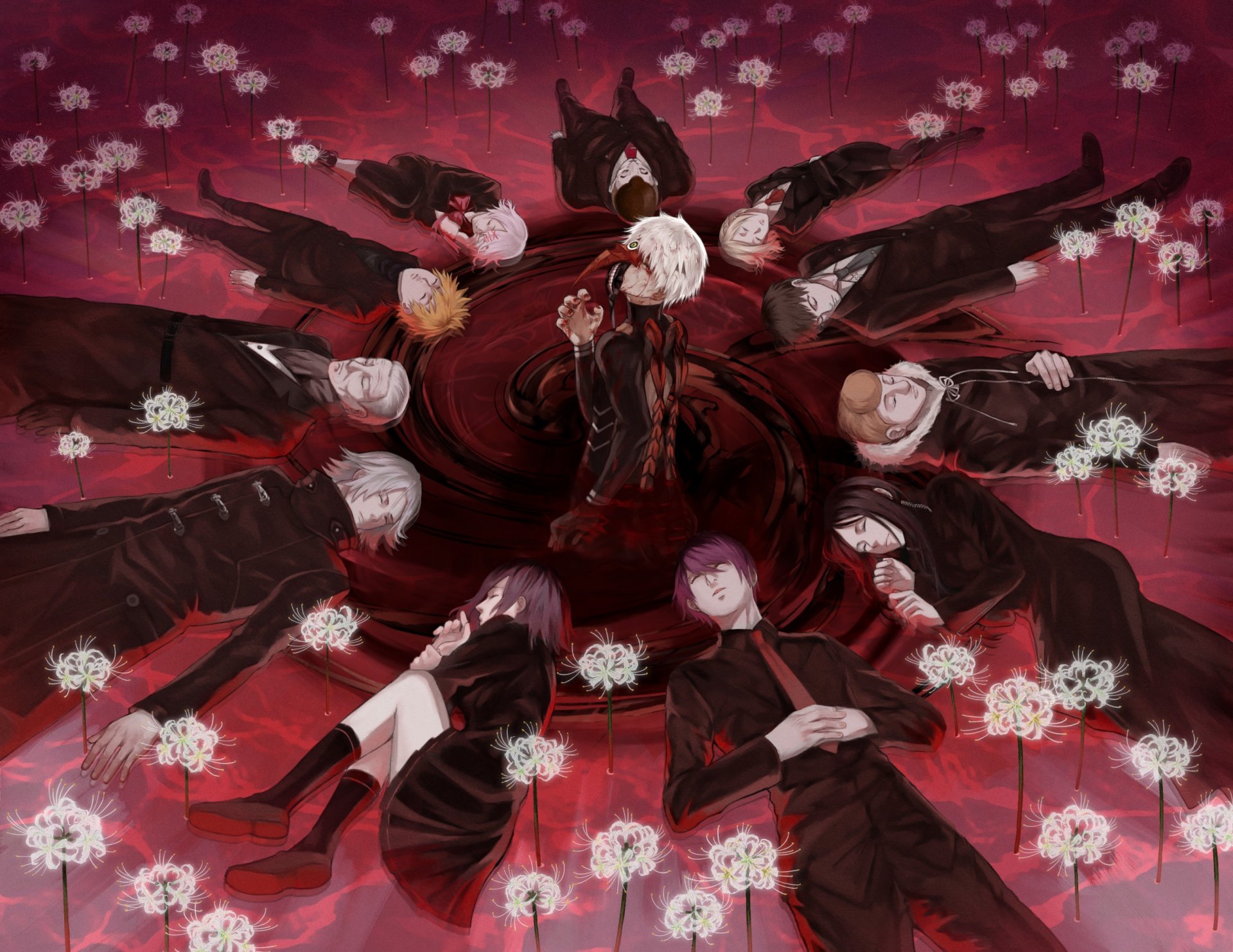 anime art tokyo ghoul tokyo ghoul ken kaneki kirishima touka koutarou amon juuzou suzuya hideyoshi nagachika yoshimura yukinori shinohara renji yomo shuu tsukiyama nishiki nishio koma enji kaya irimi