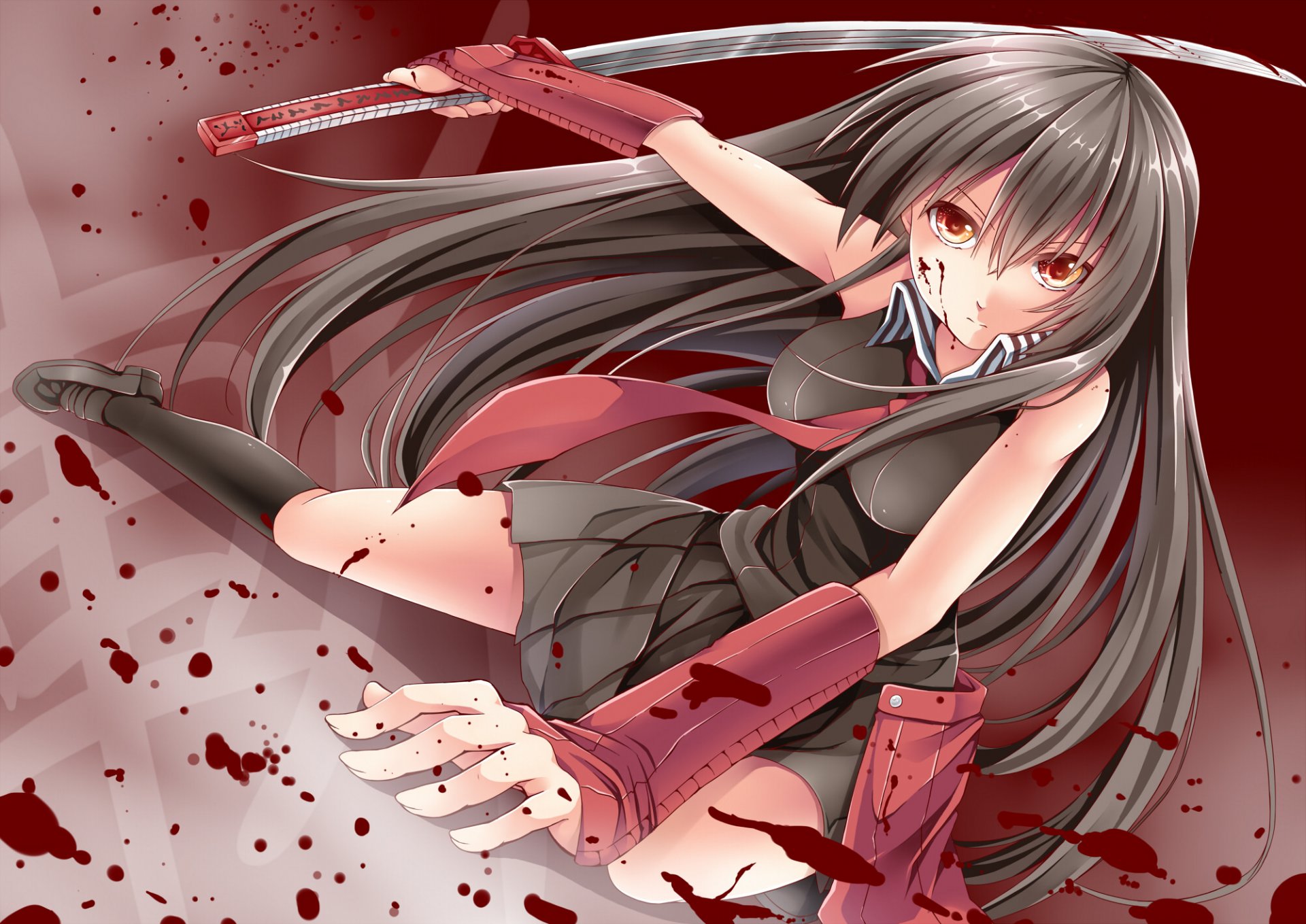 arte arroyo chica akame mirada gesto armas sangre akame ga matar