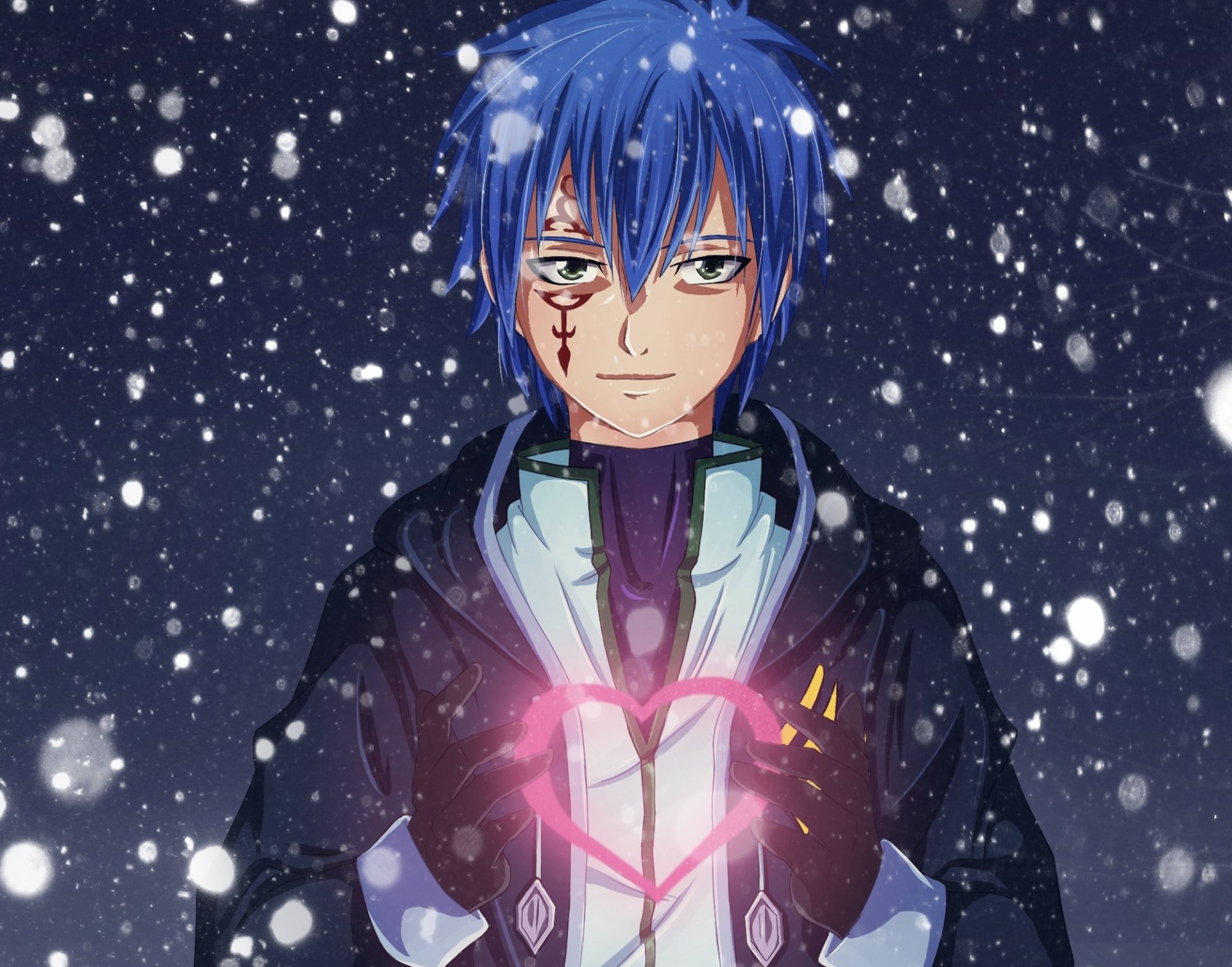 art nonsens-chan bajka o fairy tail anime jellal fernandez bajka facet tatuaż śnieg serce