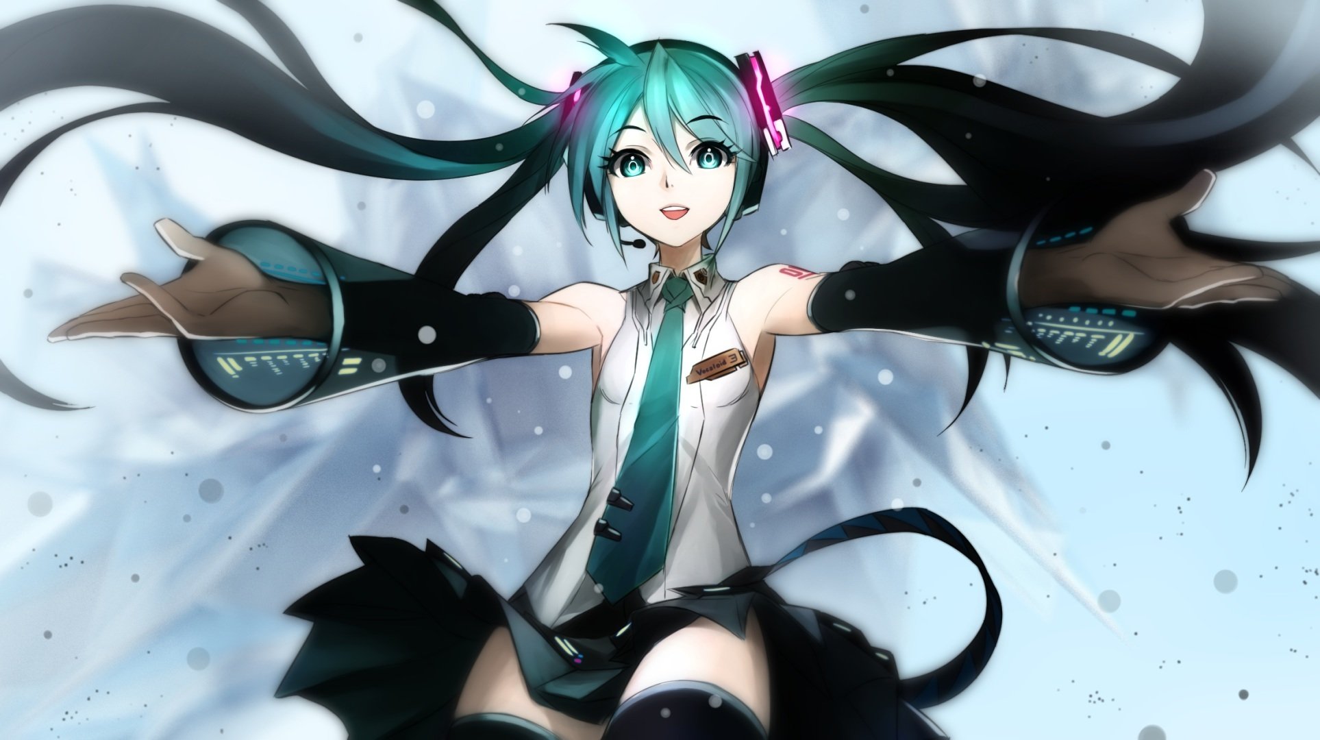 art kriss sison vocaloid hatsune miku dziewczyna ręce mikrofon vocaloid forma