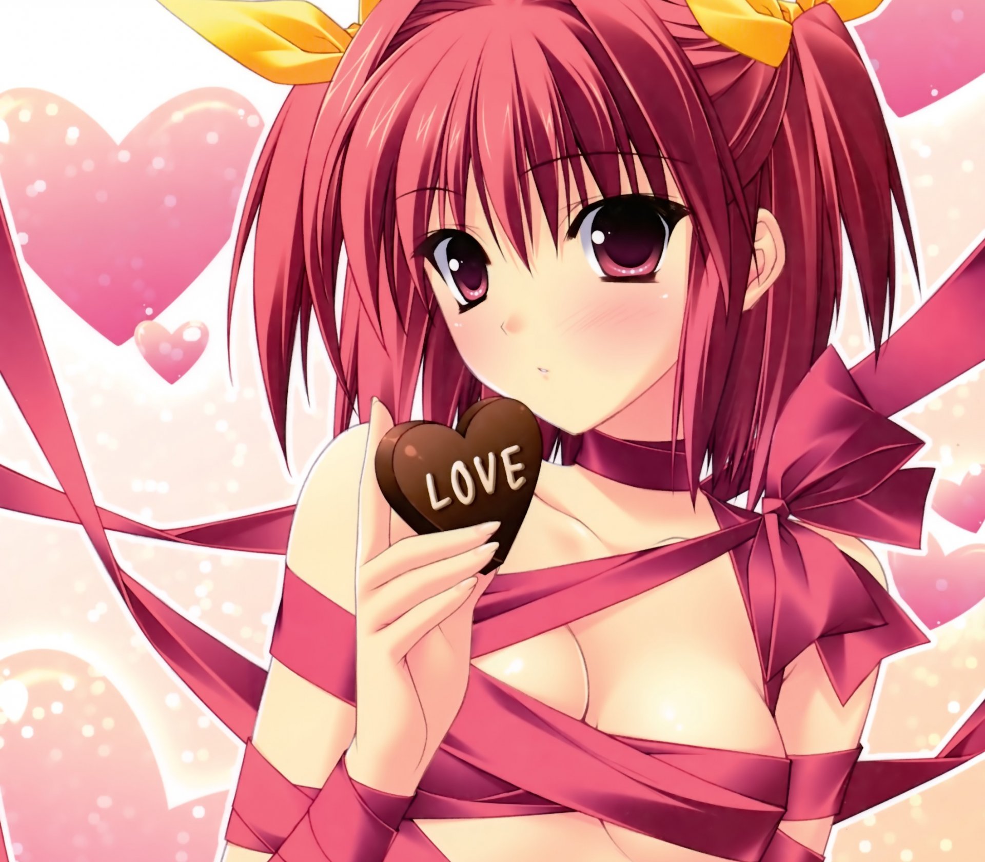 arte suzuhira hiro anime rgb shiki asahi ragazza nudo nastro cuore amore archi