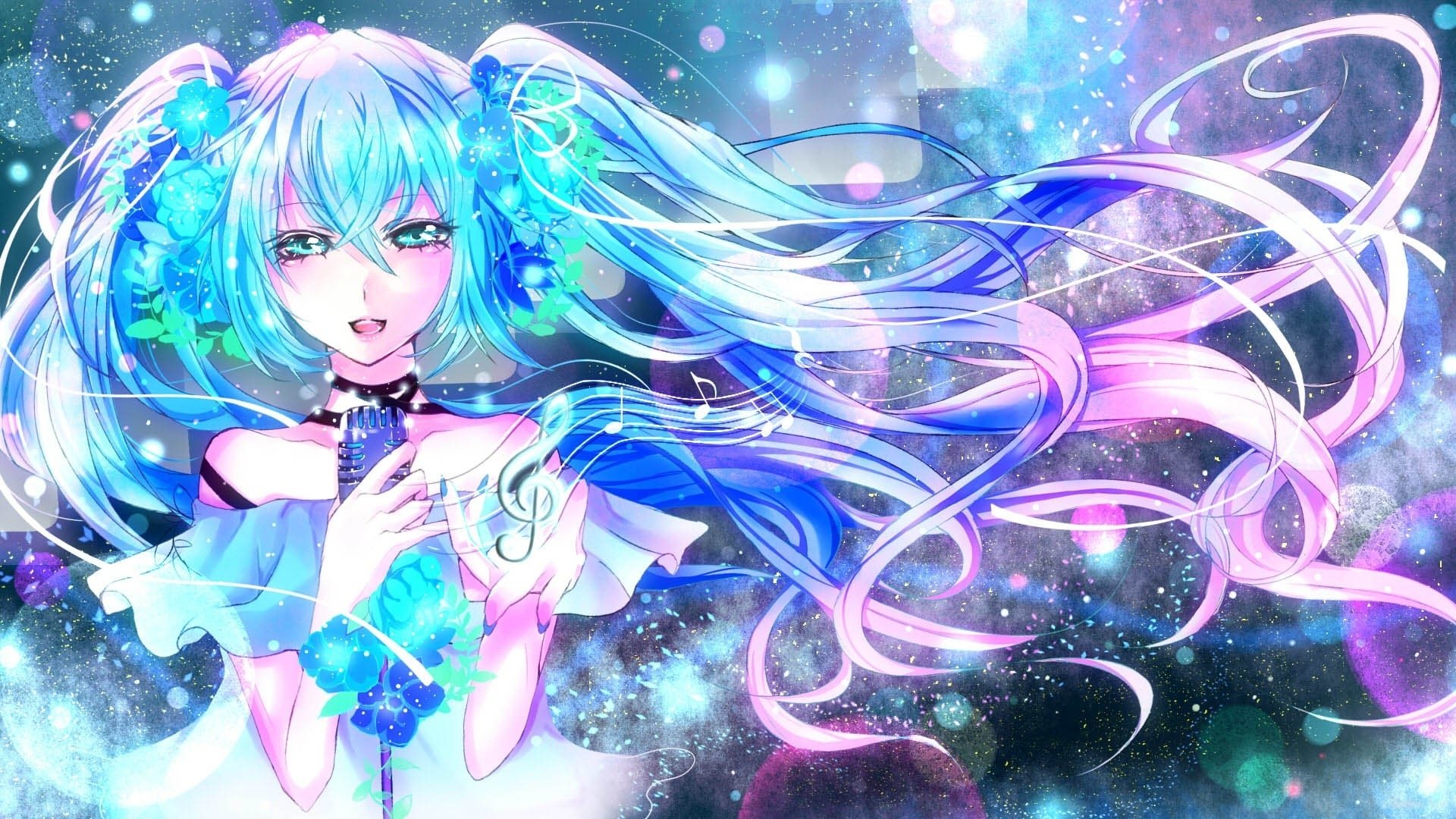 miku chica canta pelo azul