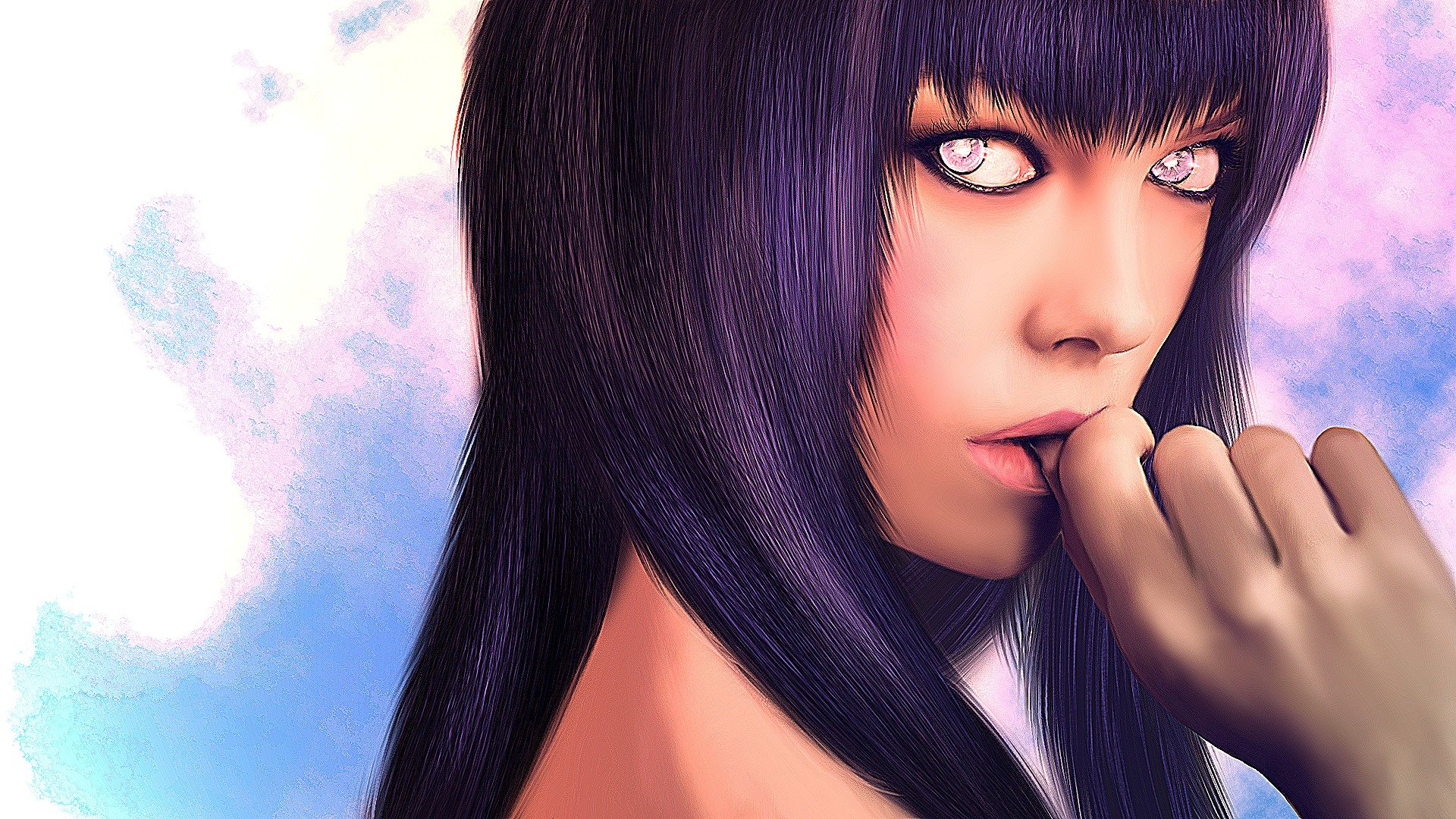 art calumbrae girl hinata hyuga view hair lips naruto