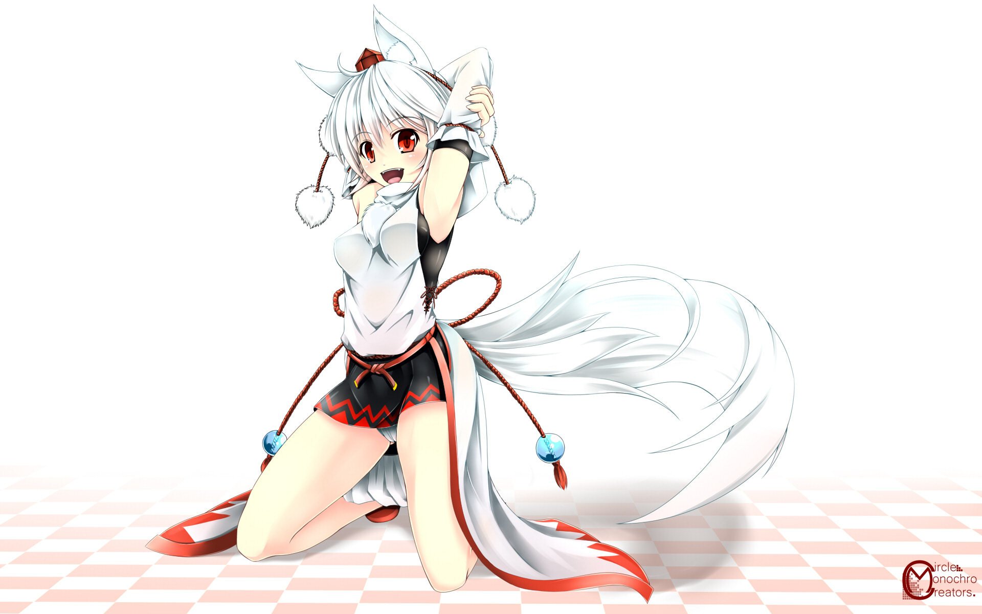 art inyuppo touhou girl inubashiri momiji view happiness ears tail pose