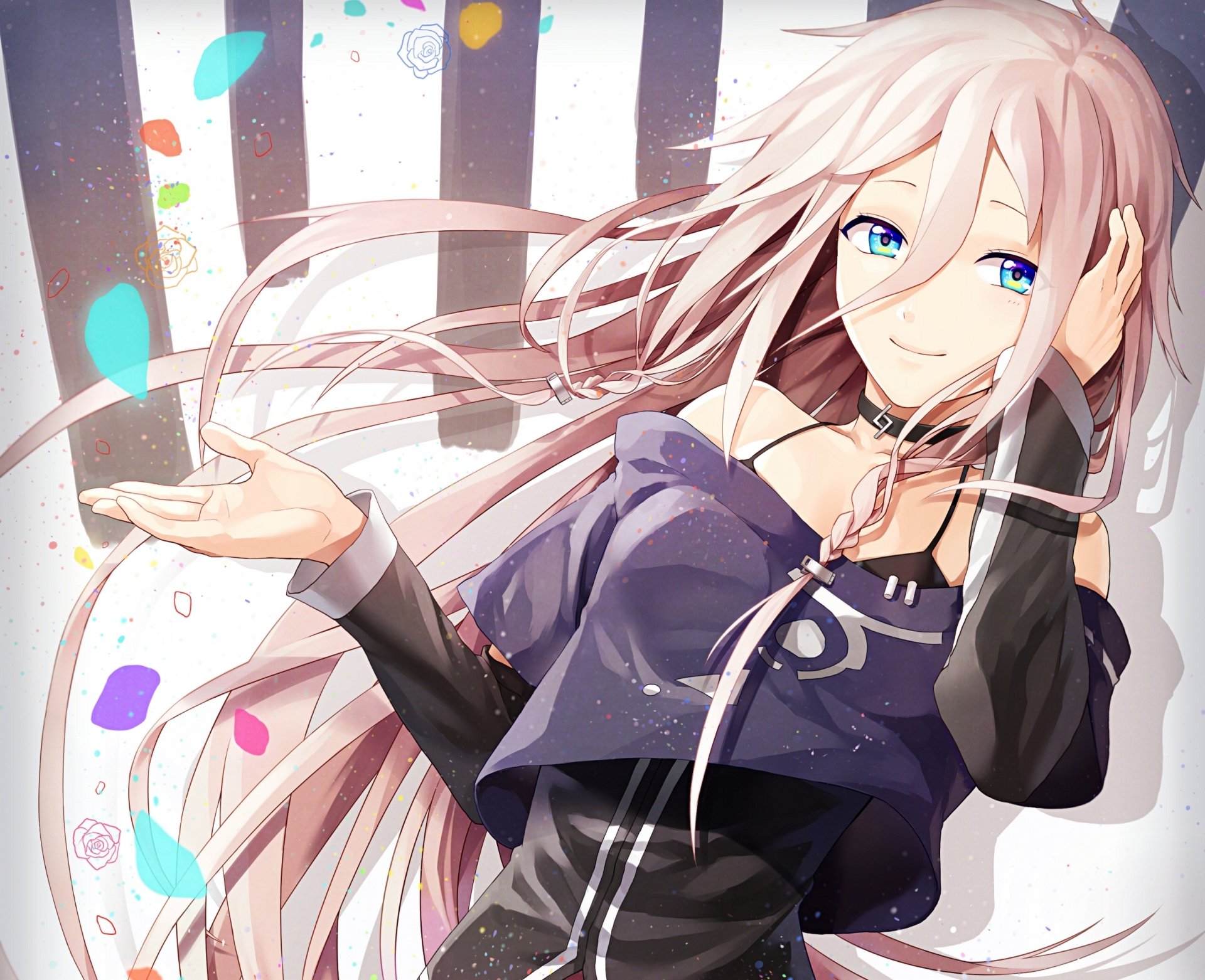 art p. rupon vocaloid ia vocaloid fille tresses pétales fleurs roses