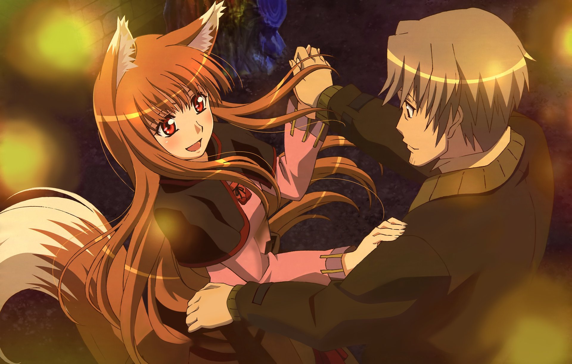 arakawa megumi spice and wolf holo craft lawrence girl men night lights dance happiness tail