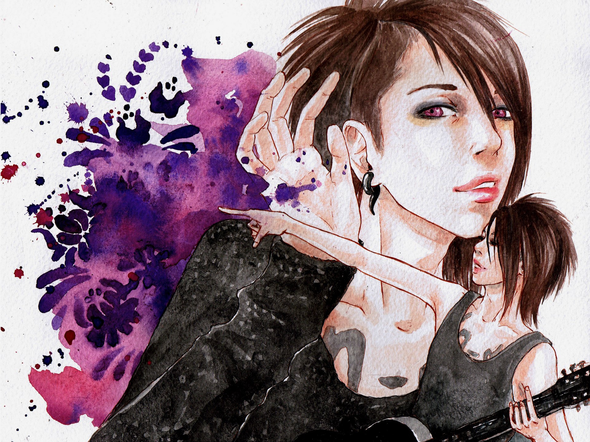 style visuel kay dessin aquarelle chanteur miyavi visuel kay asiatique miyavi rock musique tatouage guy guitare