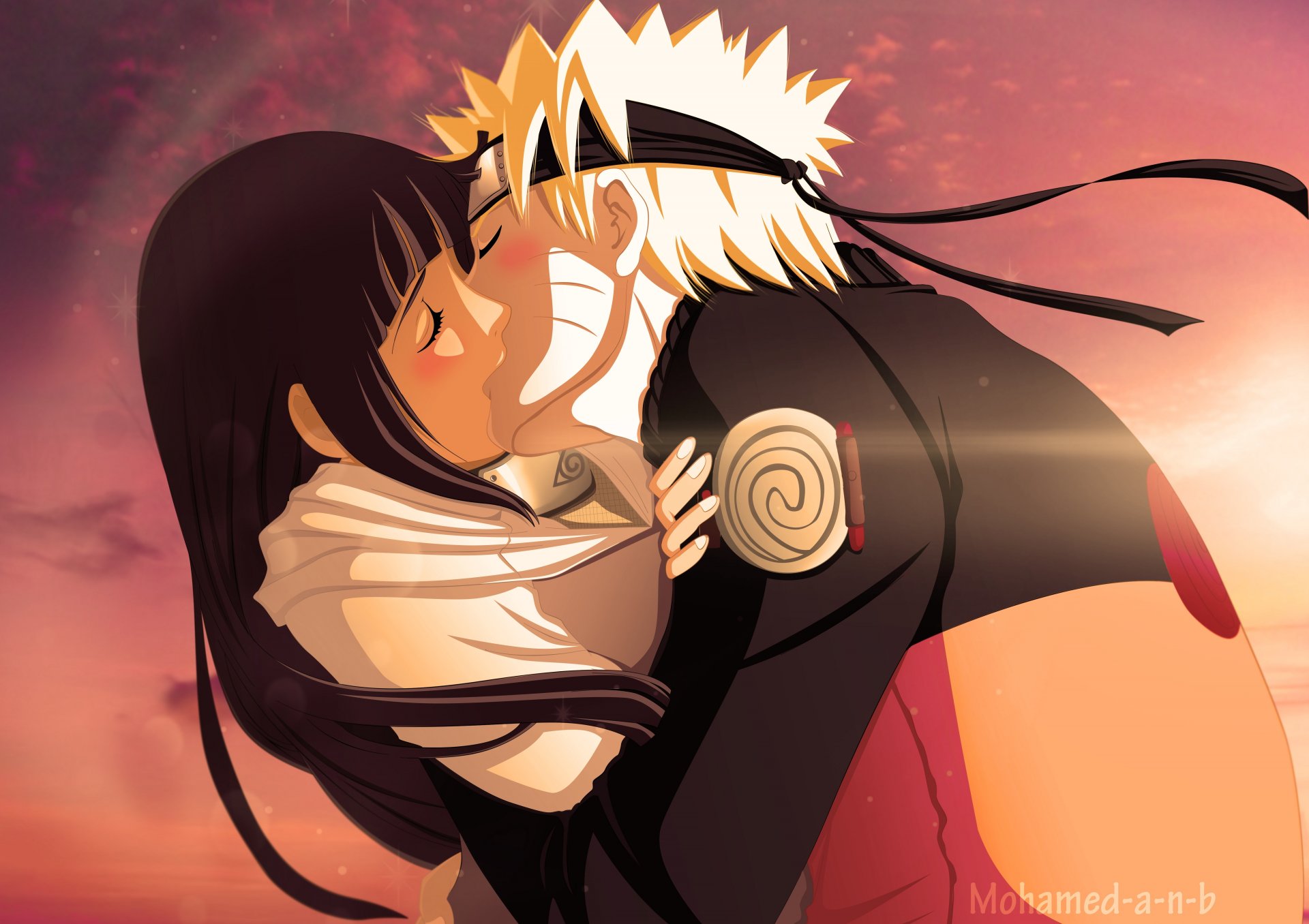 arte m-shu naruto uzumaki naruto hyuga hinata ragazza fidanzato bacio anime