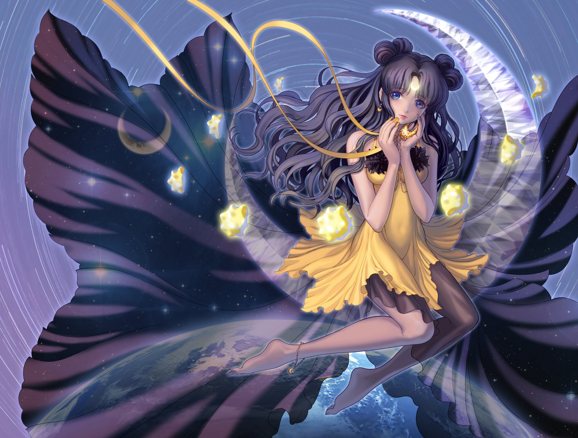 art eclosion girl luna view surprised wings magic bishoujo senshi sailor moon