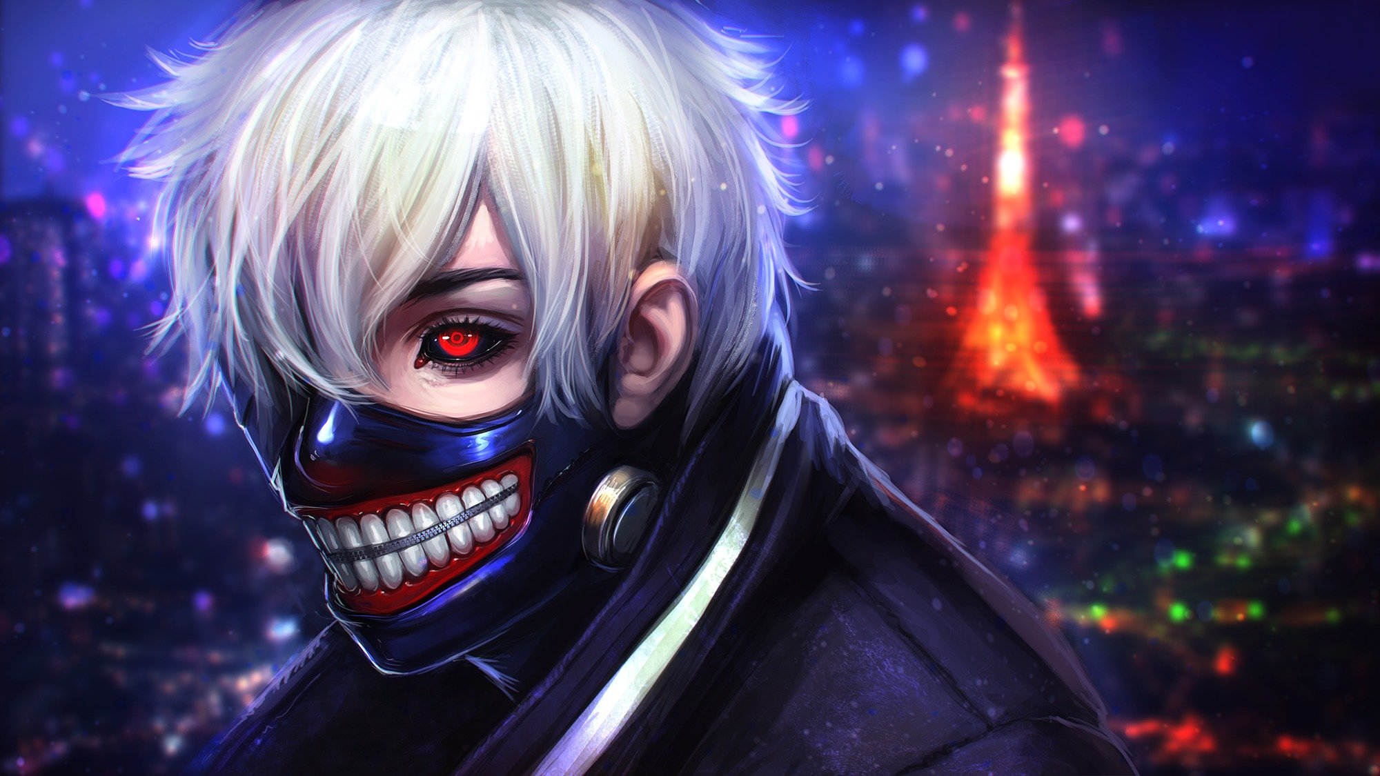 kaneki ken tokyo ghoul kerl gesicht maske blick auge anime kunst