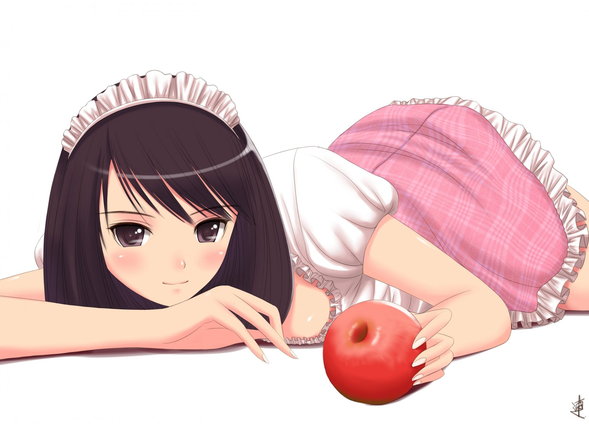 art xiao lian fille pomme fond blanc