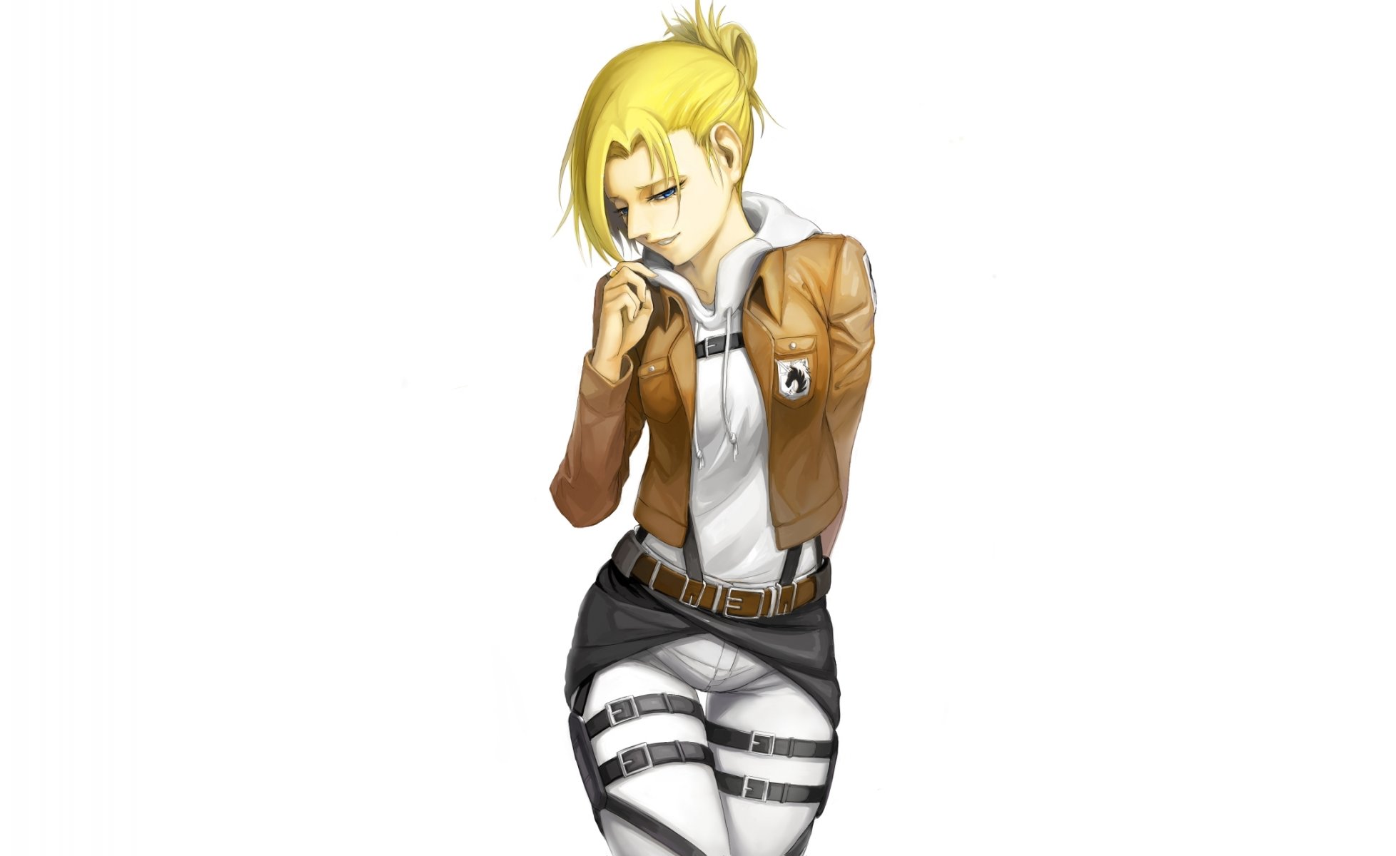 art kyokucho girl annie leonhardt view smile form background shingeki no kyojin