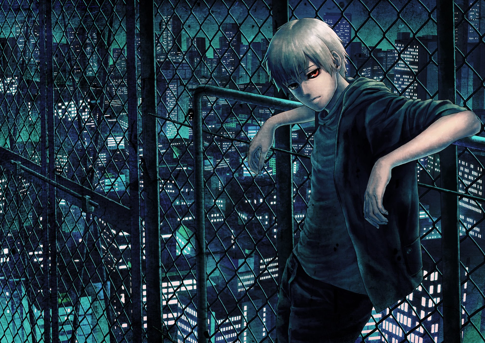 art etora anime tokyo ghoul tokyo ghoul kaneki ken guy city grid night