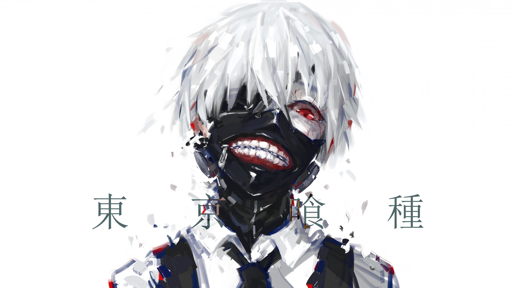 tokyo ghoul tokyo ghoul kaneki ken kaneki ken maschera occhi rossi capelli bianchi anime