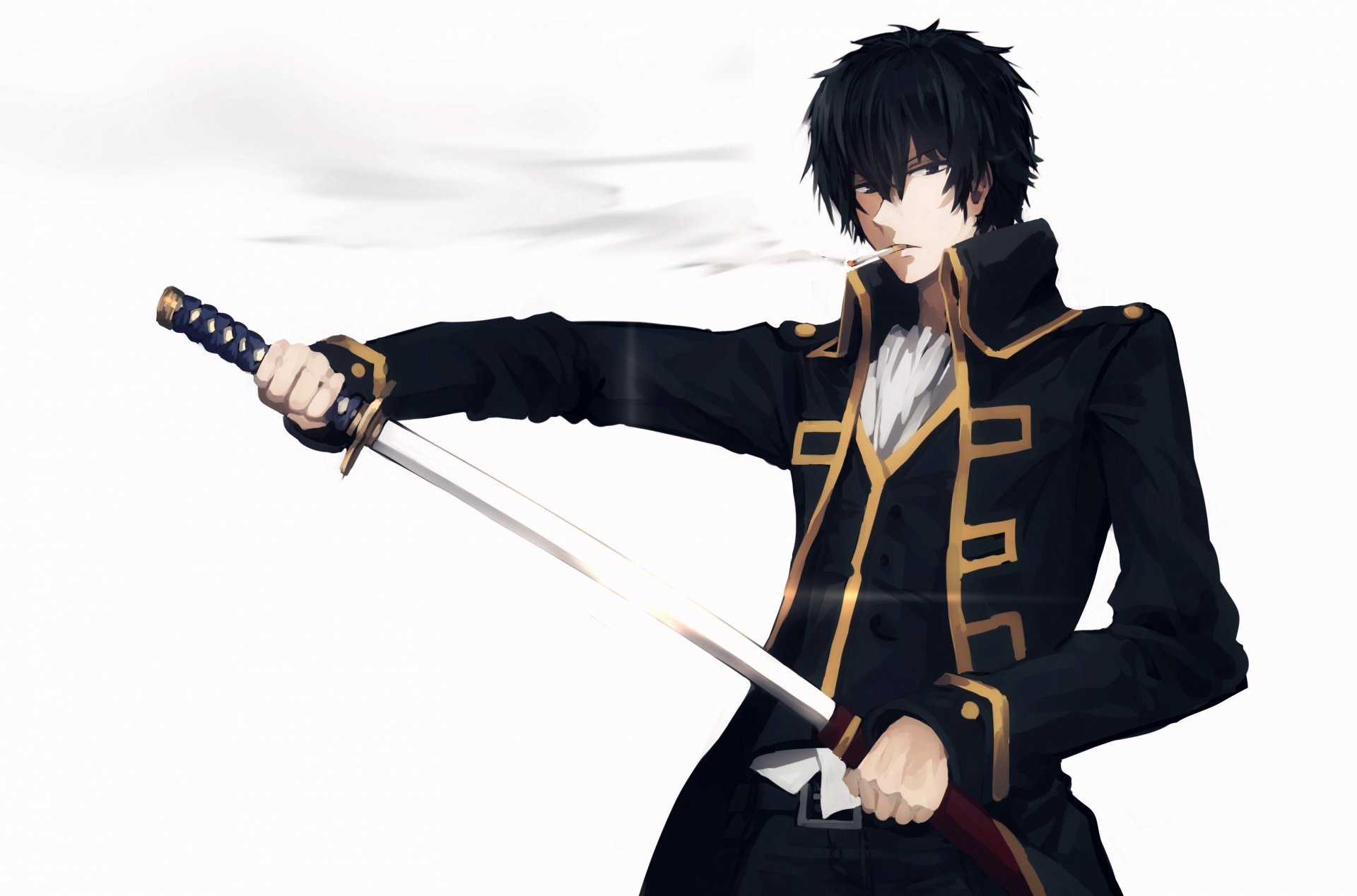 gintama gintama hijikata toushirou fidanzato anime spada uniforme sigaretta fuma