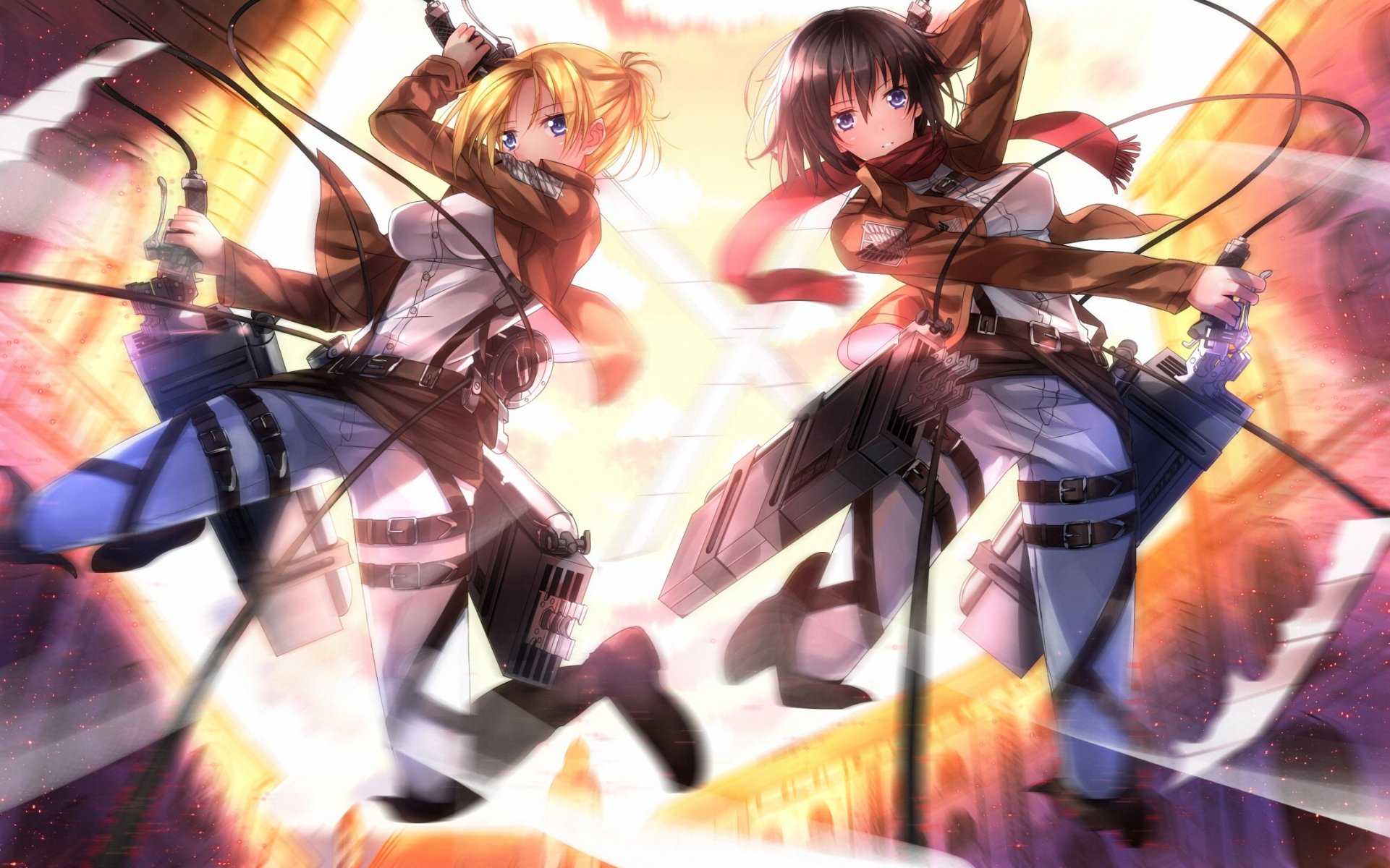 art swordsouls shingeki pas kyojin annie leonard mikasa ackerman filles mouvement fil arme saut