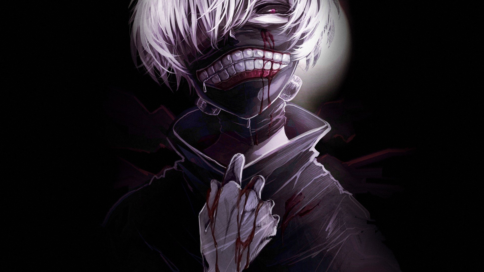 аниме искусство токио вурдалака токийский гуль кен kaneki парень кровь маска фон