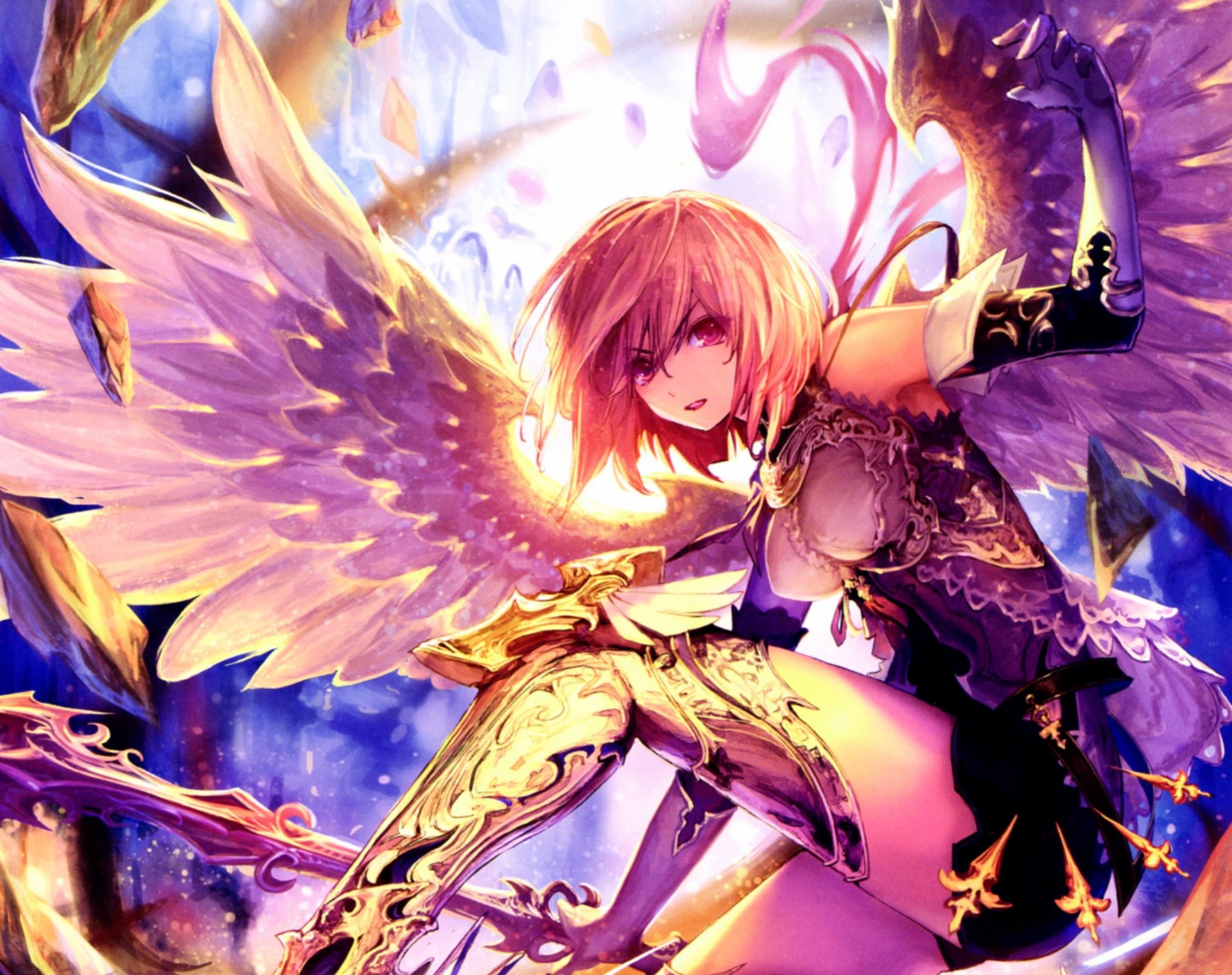 arte tachikawa mushimaro bimo anime no shingeki no bahamut alas espada arma chica