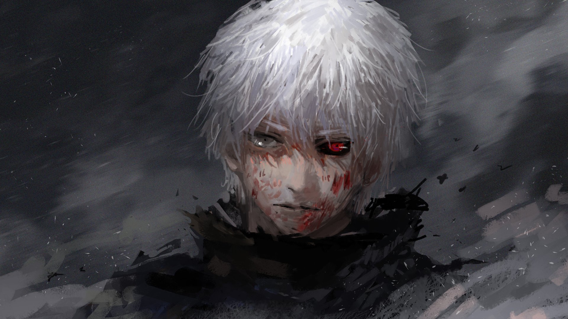 tokyo ghoul tokyo ghoul kaneki ken kaneki ken red eye white hair anime art art