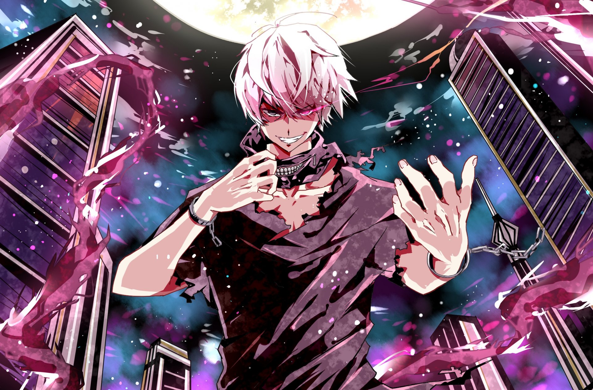 arte motoki2211 anime tokyo ghoul tokyo ghoul kaneki ken ragazzo luna maschera città casa notte