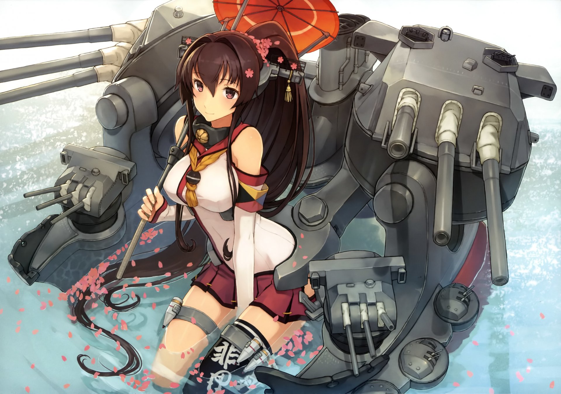 art mars kantai collection yamato super pancernik robot dziewczyna parasol