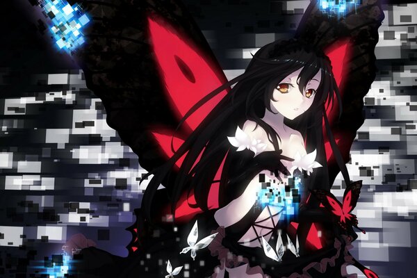 Anime girl with butterfly wings