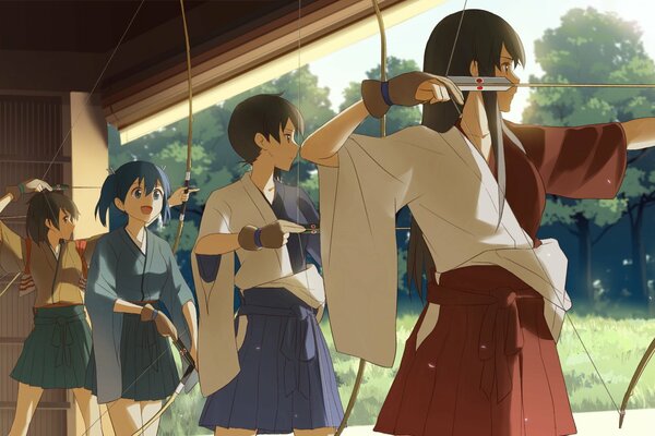 Girls shoot arrows anime