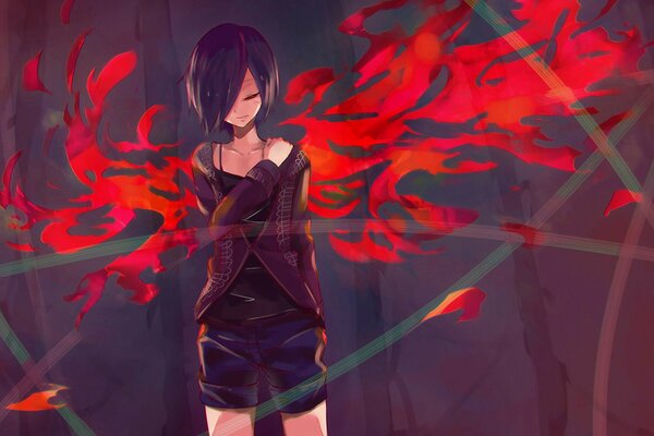 Girl with fire from the anime Tokyo ghoul