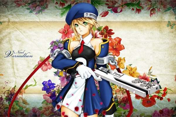 Chica del juego blazblue con una pistola