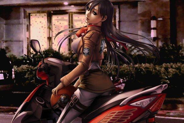 Anime fille sur moto