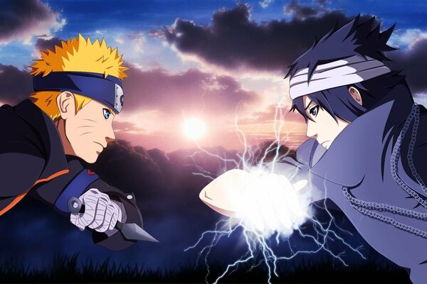 Anime fondos de pantalla batalla de Naruto y Sasuke