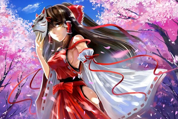 Art fille dans les pétales de Sakura