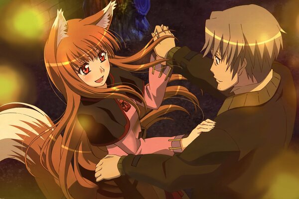 Fox girl with a guy anime