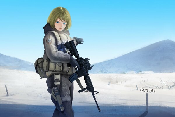 A girl soldier guarding the borders