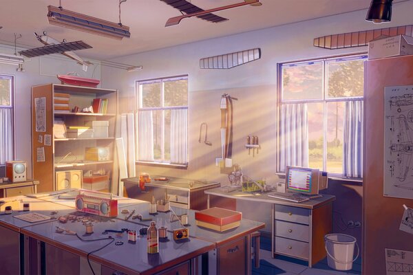 Paisaje de la habitación en estilo anime