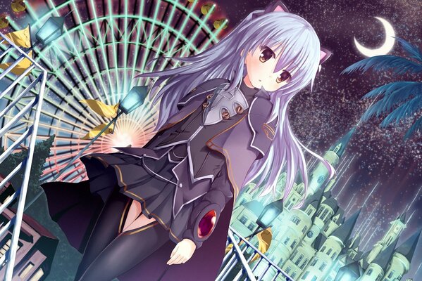 Anime. Fille solitaire dans le parc