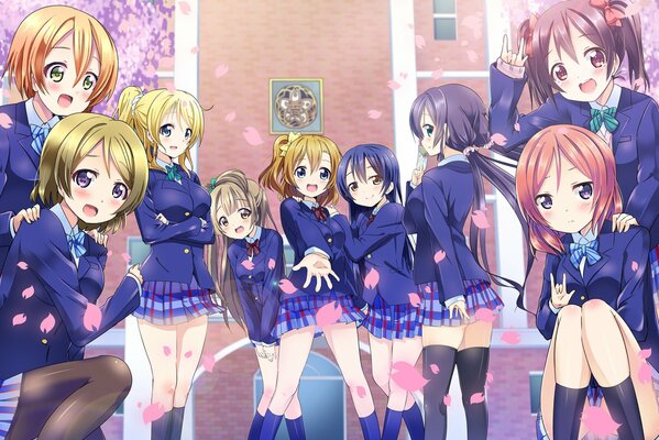 Chicas anime en uniforme escolar